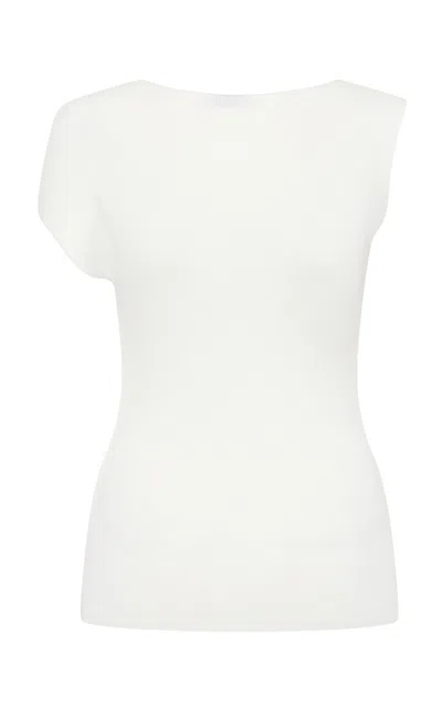 St Agni Asymmetric Knit Top In Off-white