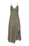 St Agni Asymmetric Midi Dress In Khaki