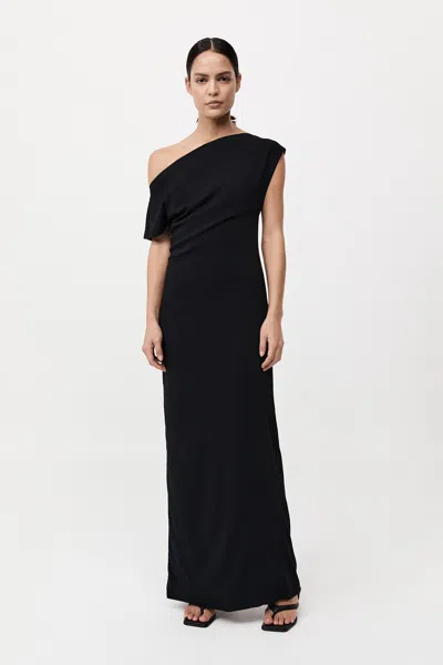 St Agni Asymmetric Off Shoulder Dress In Black
