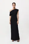 St Agni Asymmetric Off Shoulder Dress In Black