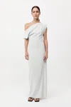 St Agni Asymmetric Off Shoulder Dress In Silver