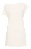 St Agni Asymmetric Organic Cotton-linen Mini Dress In Ivory