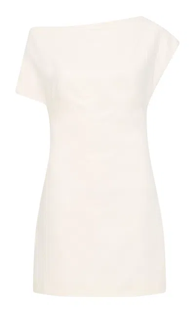 St Agni Asymmetric Organic Cotton-linen Mini Dress In Ivory