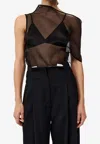 St Agni Asymmetric Silk Mesh Top In Black