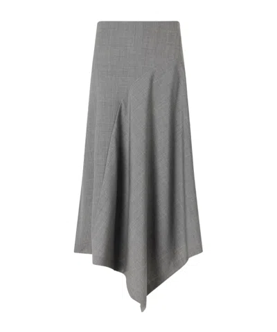 St Agni Asymmetric Stretch-wool Midi Skirt In Gray