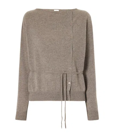 St Agni Asymmetrical Belted Cashmere Cardigan In Brassy