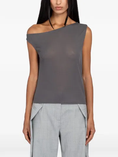 St Agni Fine Jersey Asymmetrical Top In Gray