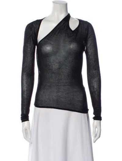 Pre-owned St Agni Asymmetrical Long Sleeve Top In Gray