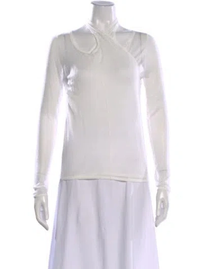 Pre-owned St Agni Asymmetrical Long Sleeve Top W/ Tags In White