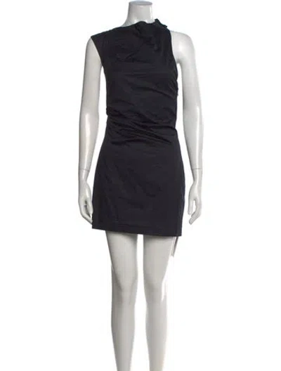 Pre-owned St Agni Asymmetrical Mini Dress In Black