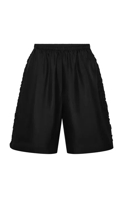 St Agni St. Agni Baby Frill Silk Shorts In Black