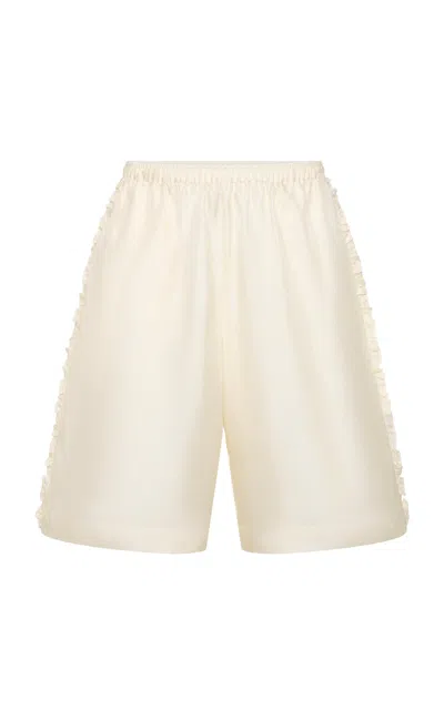 St Agni St. Agni Baby Frill Silk Shorts In Ivory