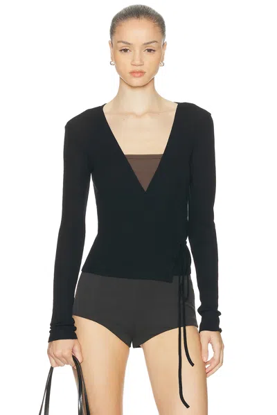 St Agni Baby Wool Wrap Top In Black