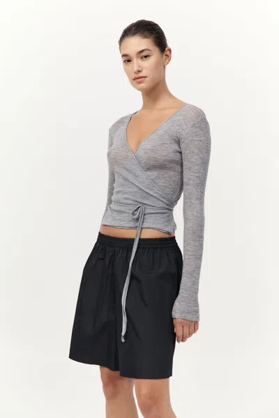 St Agni Baby Wool Wrap Top In Gray