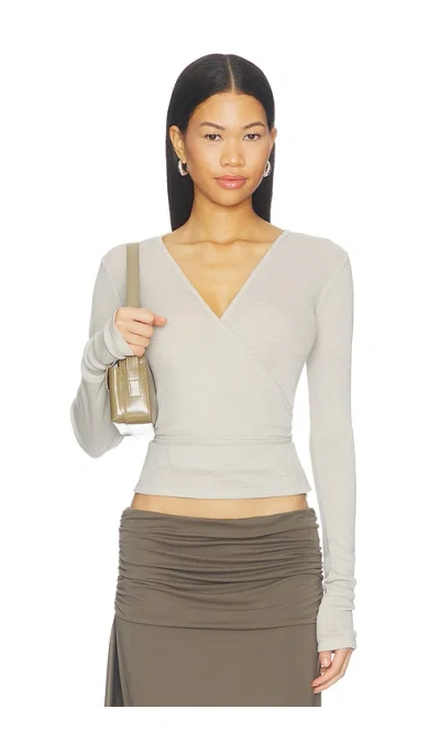St Agni Baby Wool Wrap Top In Grey