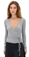 St Agni Baby Wool Wrap Top Grey Marle In Gray