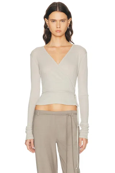 St Agni Baby Wool Wrap Top In Soft Ash