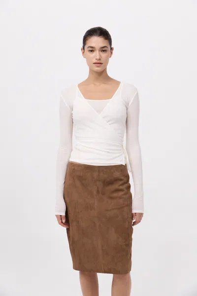 St Agni Baby Wool Wrap Top In Off White