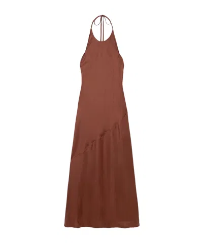 St Agni Back Tie Dress In Brown