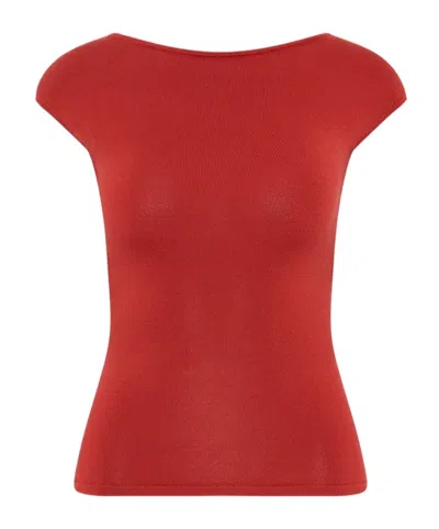 St Agni Backless Knit Top In Red