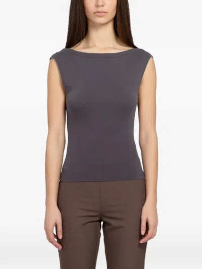St Agni Ballerina Organic Cotton-jersey Top In Blue