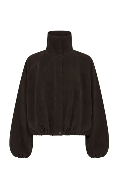 St Agni St. Agni Balloon Stand Collar Suede Leather Jacket In Brown