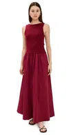 St Agni Gathered Strapless Tie Back Dress In Rosso In Red