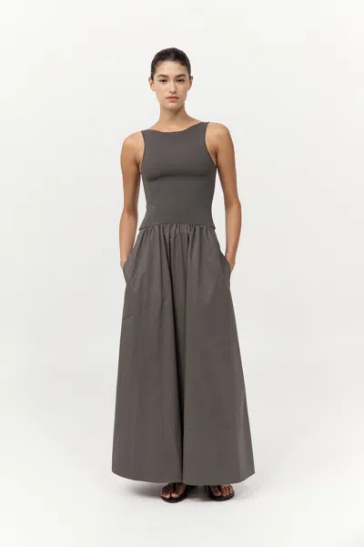 St Agni Bateau Cut Out Dress In Brown
