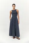 St Agni Bateau Cut Out Dress In Gray