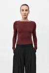 St Agni Bateau Long Sleeve Jersey Top In Currant