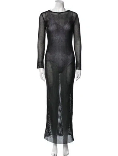 Pre-owned St Agni Bateau Neckline Long Dress In Black