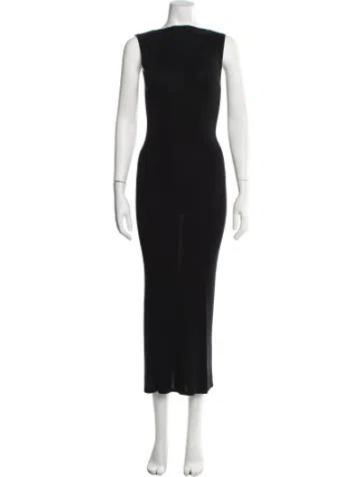 Pre-owned St Agni Bateau Neckline Long Dress In Black