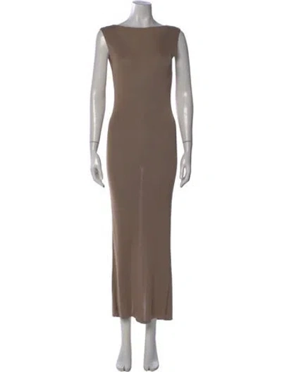 Pre-owned St Agni Bateau Neckline Long Dress In Neutral