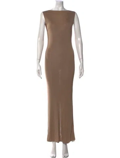Pre-owned St Agni Bateau Neckline Long Dress In Neutral