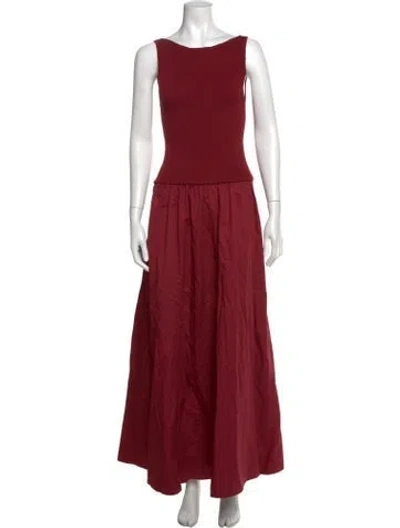 Pre-owned St Agni Bateau Neckline Long Dress In Red