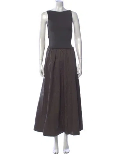 Pre-owned St Agni Bateau Neckline Long Dress W/ Tags In Grey