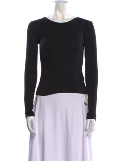 Pre-owned St Agni Bateau Neckline Long Sleeve Top In Black