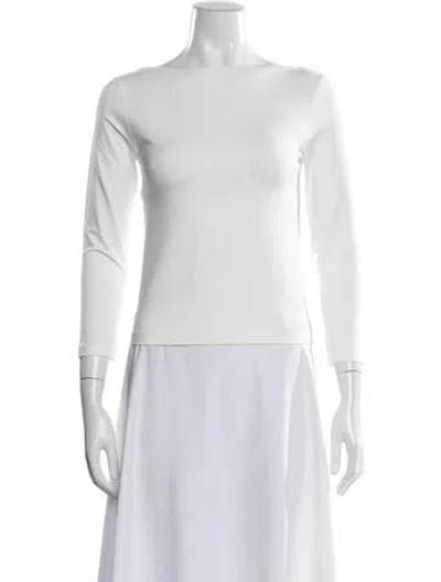 Pre-owned St Agni Bateau Neckline Long Sleeve Top In Neutrals