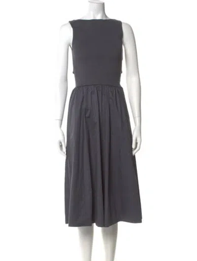 Pre-owned St Agni Bateau Neckline Midi Length Dress In Gray