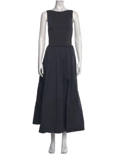 Pre-owned St Agni Bateau Neckline Midi Length Dress In Grey