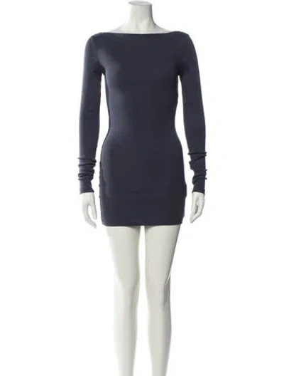 Pre-owned St Agni Bateau Neckline Mini Dress In Blue