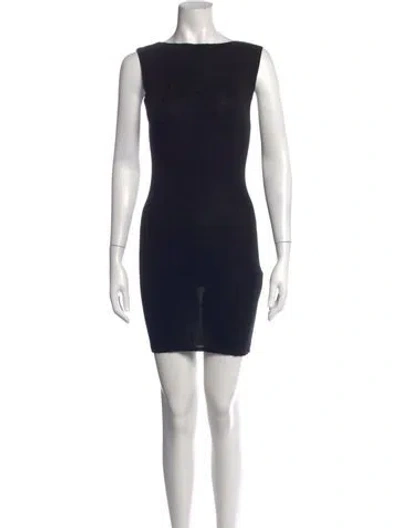 Pre-owned St Agni Bateau Neckline Mini Dress In Blue