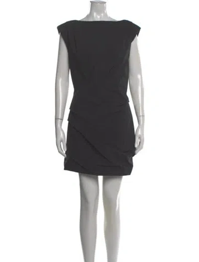 Pre-owned St Agni Bateau Neckline Mini Dress In Gray