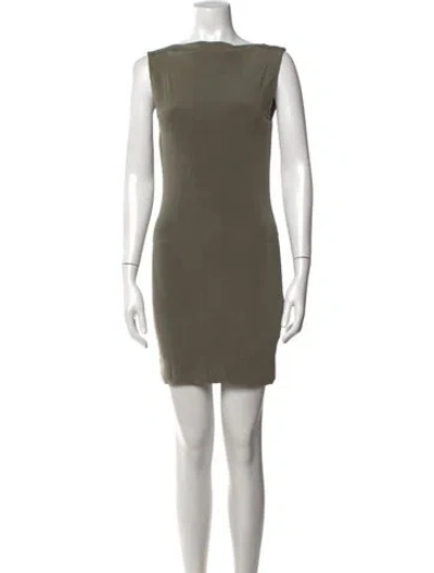 Pre-owned St Agni Bateau Neckline Mini Dress In Green