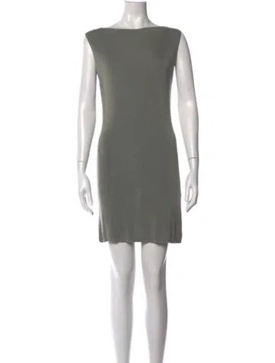Pre-owned St Agni Bateau Neckline Mini Dress In Green