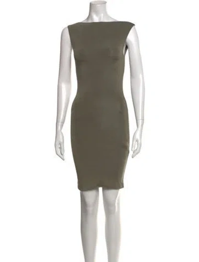 Pre-owned St Agni Bateau Neckline Mini Dress In Green