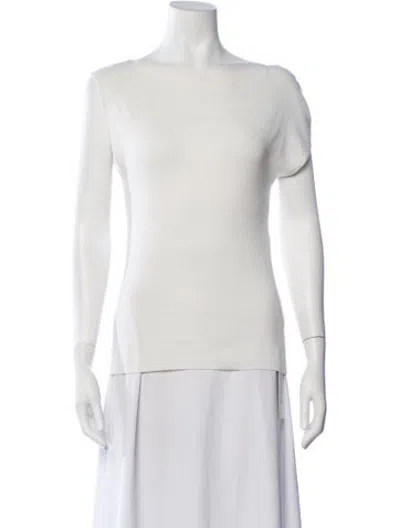 Pre-owned St Agni Bateau Neckline Short Sleeve Top In Neutrals