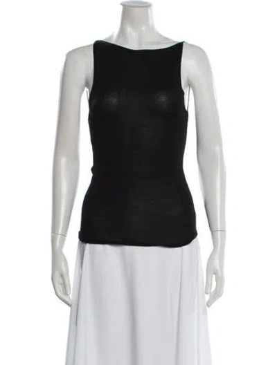 Pre-owned St Agni Bateau Neckline Sleeveless Top In Black
