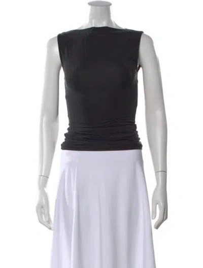 Pre-owned St Agni Bateau Neckline Sleeveless Top In Black