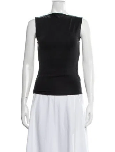 Pre-owned St Agni Bateau Neckline Sleeveless Top In Black